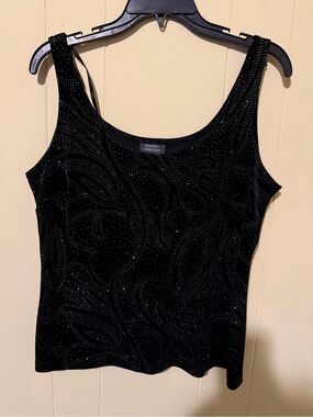 Dressbarn Black Embellished Scoop Neck Tank